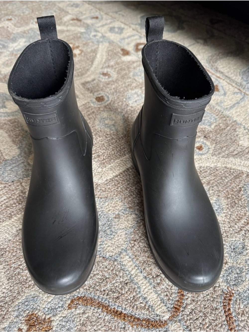 Hunter Black Rain Boots Refined Wellies Ankle